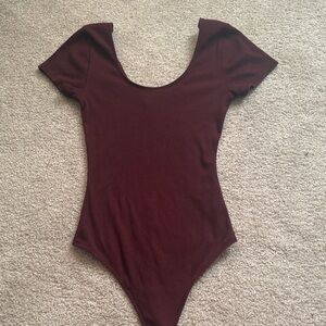 Abercrombie and Fitch Burgundy Short Sleeve Bodysuit